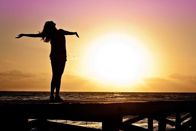 woman peaceful and happy